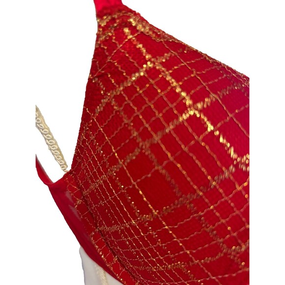 Victoria's Secret red plaid w/sparkly gold accent push up bra size 38C pre-loved - Picture 5 of 9